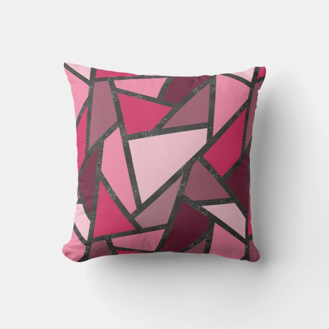 Coussin Tons de motif en vitrail rose (Recto)
