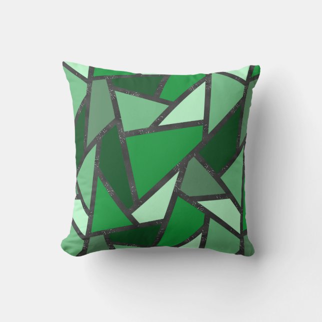 Coussin Tons de motif en vitrail vert (Recto)