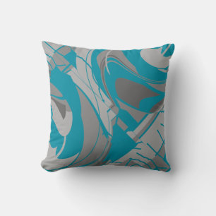 Coussin Tons gris turquoise Formes de torsion au charbon