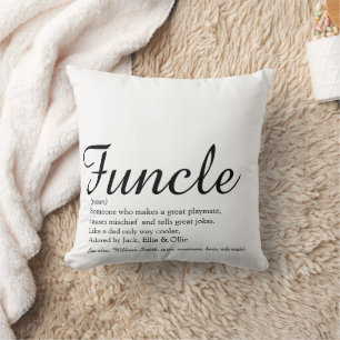 Coussin Tonton Cool Fun Oncle Citation Drôle Noir et Blanc