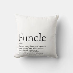 Coussin Tonton, définition de l'oncle en noir et blanc mod