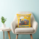 Coussin "Too Much Stuff!" Whimsical Steam Engine Train (Chaise)