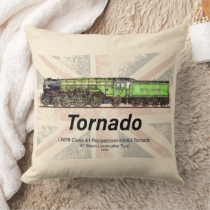 Coussin Tornado Vintage Steam Train Anglais Locomotive