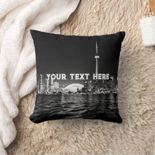 Coussin Toronto Canada Vintage noir et blanc