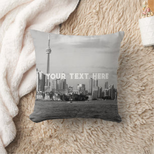 Coussin Toronto Canada Vintage noir et blanc Thème personn