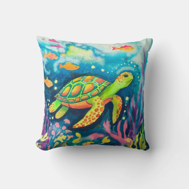 Coussin Tortue à peinture (Recto)