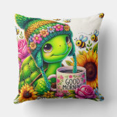 Coussin Tortue Adorable avec Tasse (Verso)