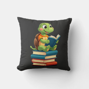 Coussin Tortue adorable lisant des livres (4)