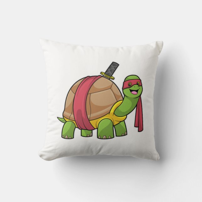 Coussin Tortue aux arts martiaux avec épée (Recto)