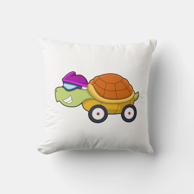 Coussin Tortue avec coquille comme voiture (Recto)