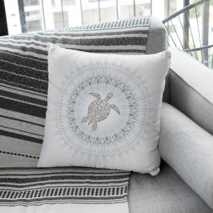 Coussin Tortue Bleue Poussiéreuse Et Mandala