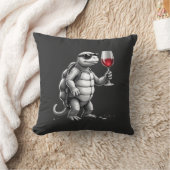 Coussin tortue cool buvant du vin rouge impression d'art_1 (Couverture)