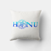 Coussin Tortue de mer de Honu d'Hawaii Océan Bleu (Verso)