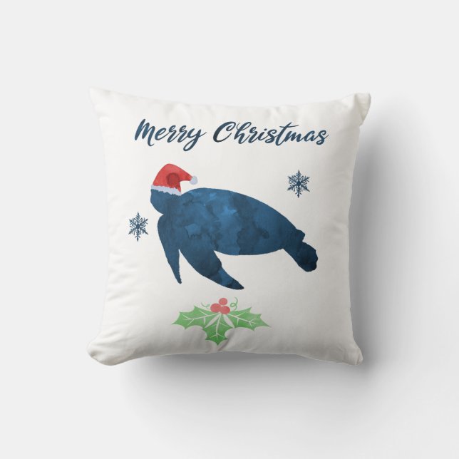 Coussin Tortue de mer de Noël (Recto)