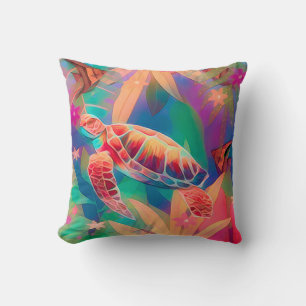 Coussin Tortue de mer et poisson-ange