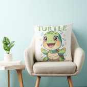 Coussin Tortue de mer joyeuse avec des fleurs pastel (Chaise)
