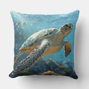 Coussin Tortue de mer réaliste 🐢 pour déco marine