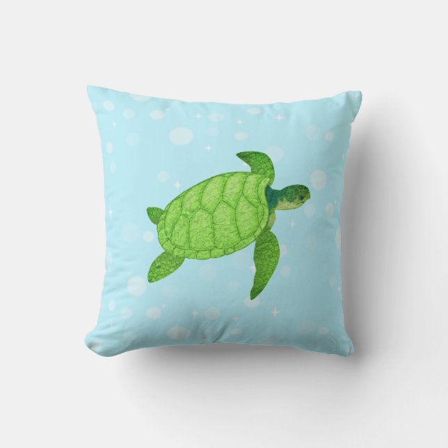 Coussin Tortue de mer sur arrière - plan bleu clair (Recto)