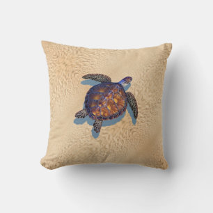 Coussin Tortue de mer sur la plage Pillow