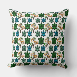 Coussin Tortue de mer tropicale motif floral Océan côtie