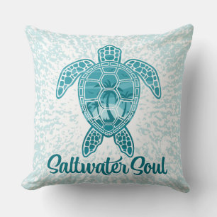 Coussin Tortue de mer tropicale Soul d'eau salée avec palm