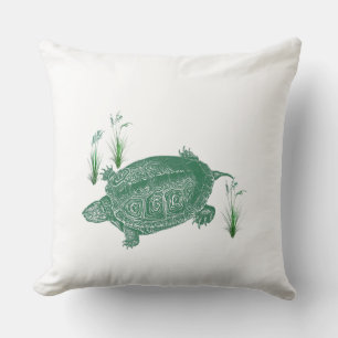 Coussin Tortue de mer verte dos blanc uni