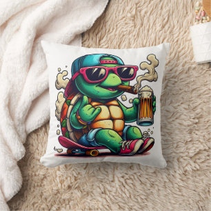 Coussin Tortue détendue profitant d'une ambiance de fête j