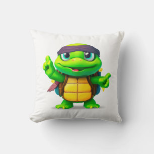 Coussin Tortue fantaisiste heureuse retour à l'école