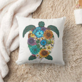 Coussin Tortue florale couleur fond blanc (Couverture)