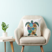 Coussin Tortue florale couleur fond blanc (Chaise)