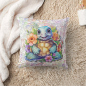 Coussin Tortue Florale Et Bubbles Baby Nursey (Couverture)
