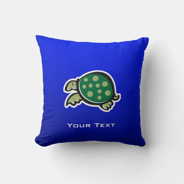 Coussin Tortue mignonne ; Bleu (Recto)