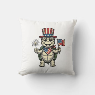 Coussin Tortue Patriotique Gravure Vintage Graphique pour
