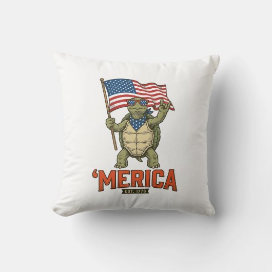 Coussin Tortue Patriotique ‘Merica Vintage Vector (Recto)