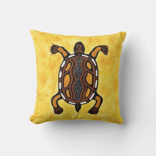 Coussin Tortue - Peinture artistique inspirée par les Auto (Recto)