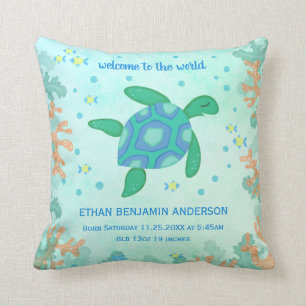 Coussin Tortue sous la mer Naissance bébé
