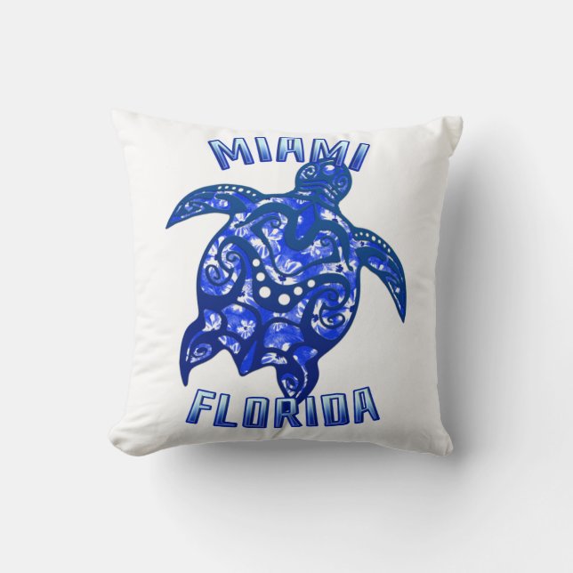 Coussin Tortue Tribale Miami Floride (Recto)