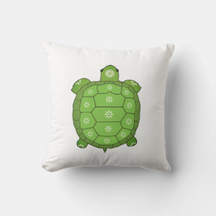 Coussin Tortue verte artistique moderne sur blanc