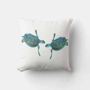 Coussin Tortues de mer bleu sarcelle Océan Élégante Plage
