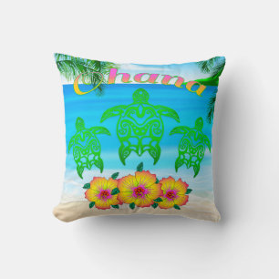 Coussin Tortues de mer Honu hawaïen