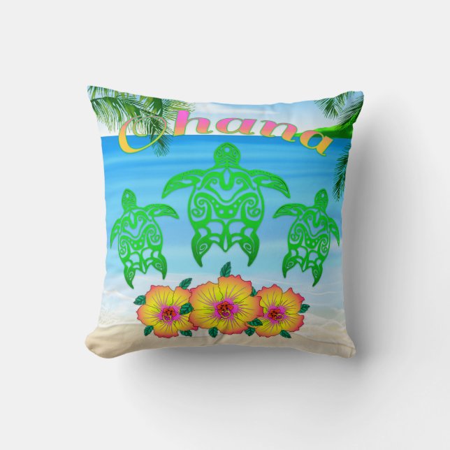 Coussin Tortues de mer Honu hawaïen (Recto)