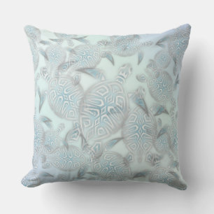 Coussin Tortues de mer Motif Silver Blue Coastal Nautique