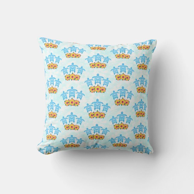 Coussin Tortues de mer vertes de l'île Blue Light (Recto)