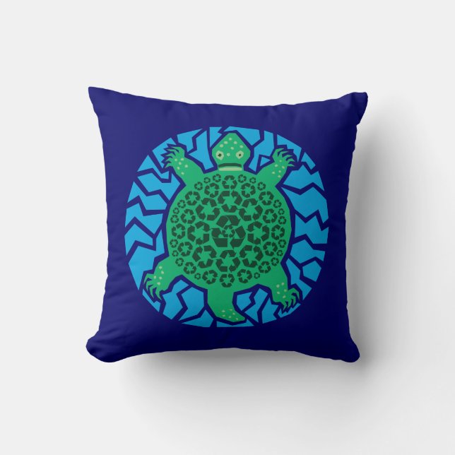 Coussin Tortues marines, recyclage (Recto)