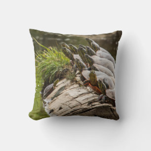 Coussin Tortues peintes se chauffant au soleil dans un éta