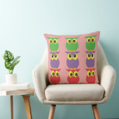 Coussin Totem de hibou 3 Rouge Violet Vert (Chaise)