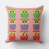 Coussin Totem de hibou 3 Rouge Violet Vert (Recto)
