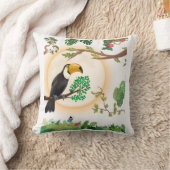 Coussin Toucan Tropical Oiseau & Feuilles de Jungle Aesthe (Couverture)