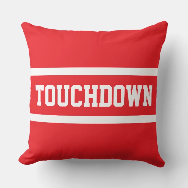 Coussin TOUCHDOWN Athlétique Gras Bandes Rouges Blanches (Recto)