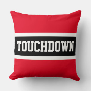 Coussin TOUCHDOWN Gras Rouge Clair Noir Blanc Rayures